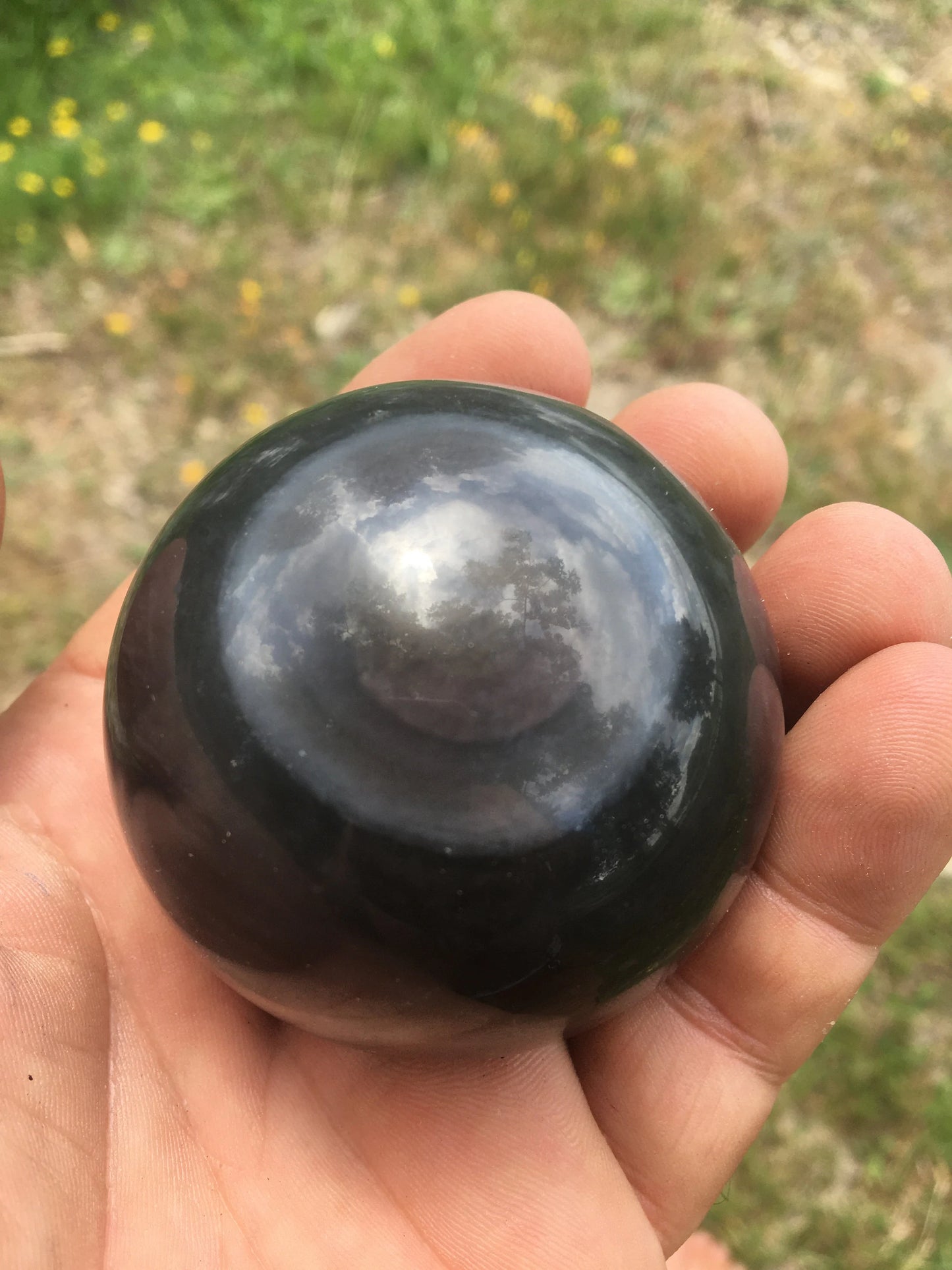 Sphère en Obsidienne 'Oeil Céleste', pièce unique de 48 millimètres - 150 grammes. Parfait pour la lithothérapie, collection, exposition...