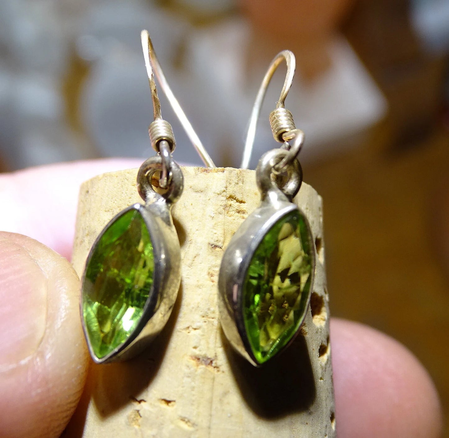 Peridot earrings, grade A to AA. Sold in silver finish, a true pair of wonders, perfect!