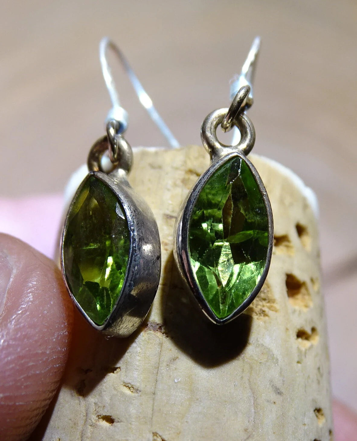 Peridot earrings, grade A to AA. Sold in silver finish, a true pair of wonders, perfect!