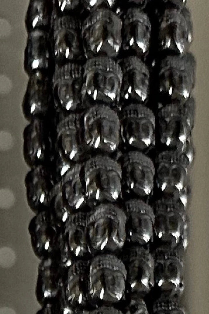 Fil de perles 'tête de Bouddha' en pierre d'hématite, pour création de bracelets, colliers, Mala... De 40 centimètres x 8 millimètres... Très bonne qualité, parfait pour adapter vos créations préférées !