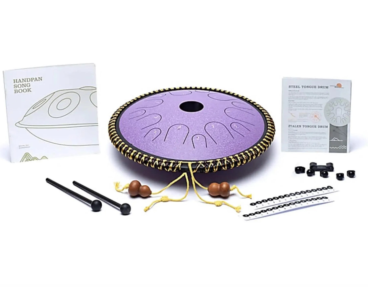 Handpan/ tambour percussion à 14 languettes/ 14 notes, 36 cm, fait en acier. 2 couleurs au choix : violet ou noir !