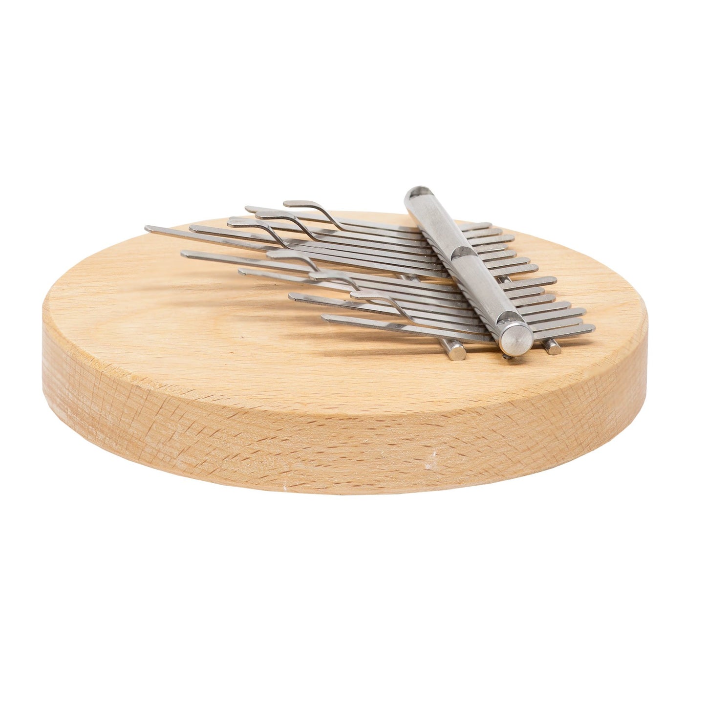 14-note Kalimba from Hands on Drum tuned*, with or without integrated magnet (for attachment to a cajon or drum). •Ø 14 centimeters, hardwood base 2 cm high. Dimensions: 14.00 × 14.00 × 5.00 cm