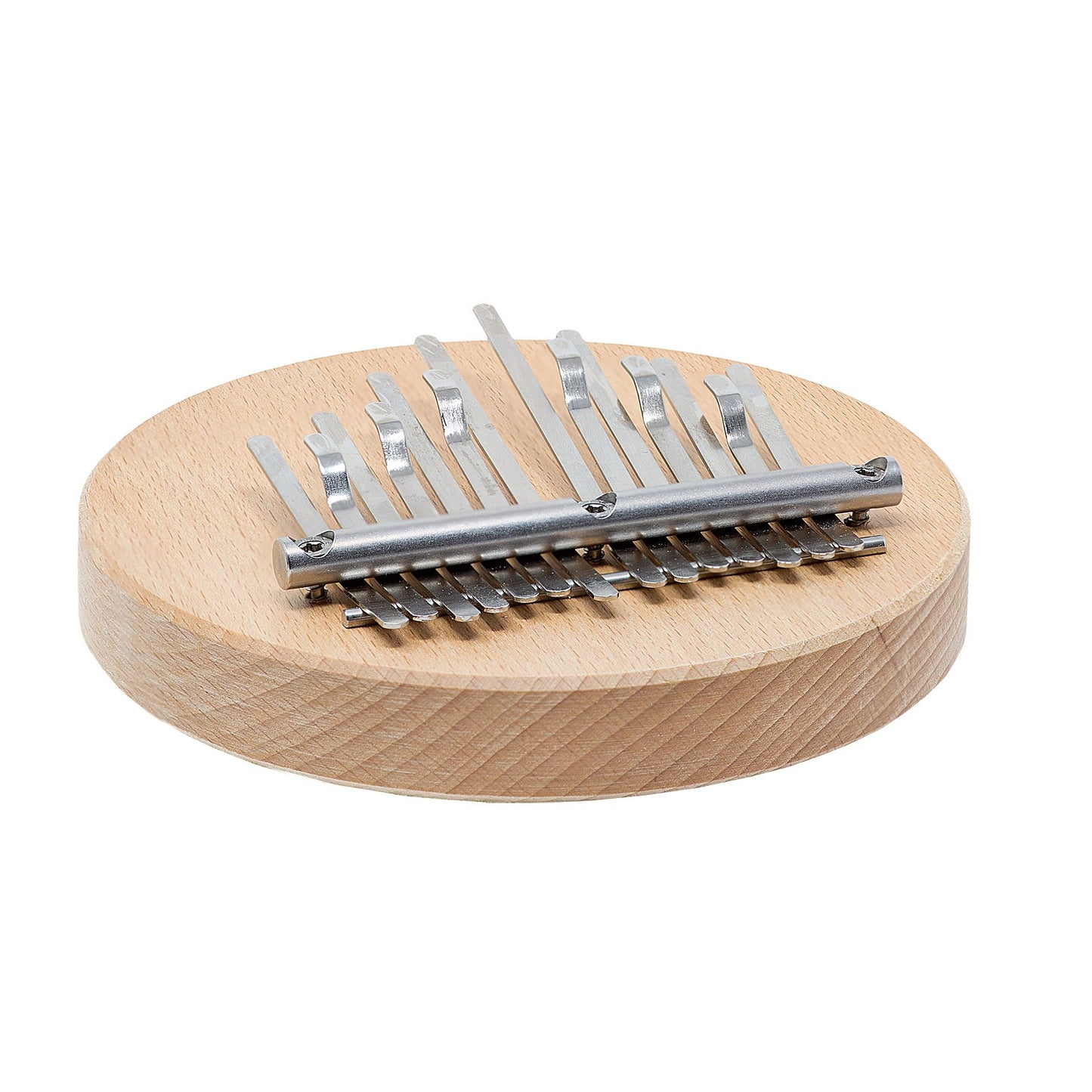 14-note Kalimba from Hands on Drum tuned*, with or without integrated magnet (for attachment to a cajon or drum). •Ø 14 centimeters, hardwood base 2 cm high. Dimensions: 14.00 × 14.00 × 5.00 cm
