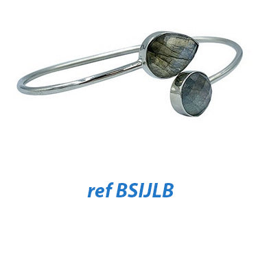 Collection of 'Bangle' type bracelets in 0.925 Silver, cabochons: Amethyst, Lapis, Labradorite, Moonstone!