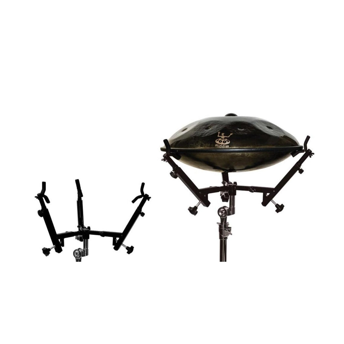 Metal stands for safe standing playing, sold in 2 parts, the foot (adjustable in height), and the attachment, 'head' also adjustable, perfect! Suitable for handpan, djembe, didgeridoo and others!