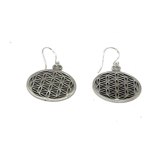 Boucles d'oreilles en forme de fleur de vie, 25 millimètres de diamètre, finition laiton argenté ou doré, parfait !