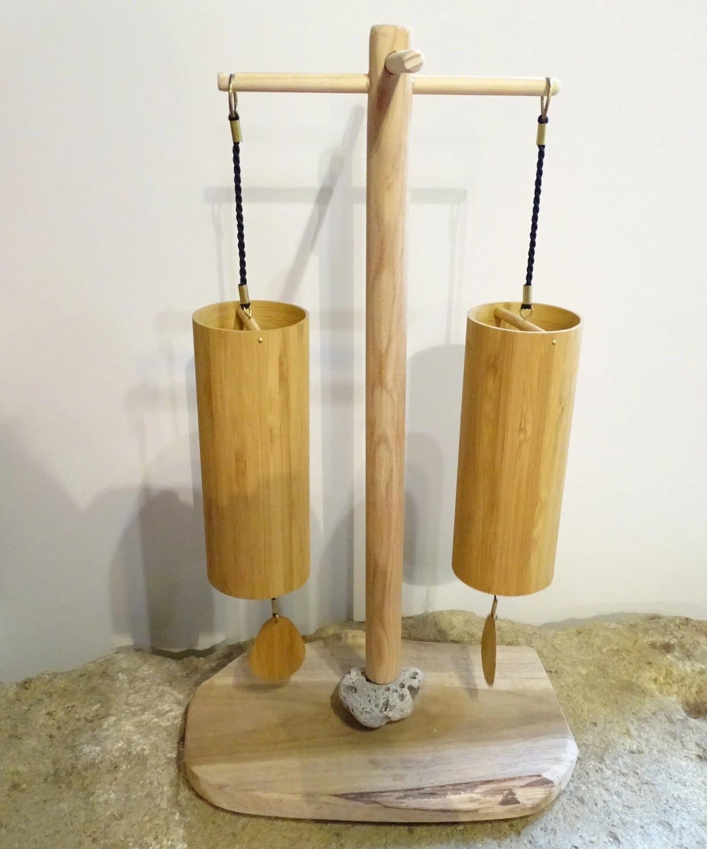 Gem & Zen creation, wooden supports for Koshi, Zaphir or other style chimes, 45 centimeters high, base 20 x 20cm. Also suitable for Tibetan cymbal (Tingsha). 'Matte' or 'glossy' finish option, perfect!
