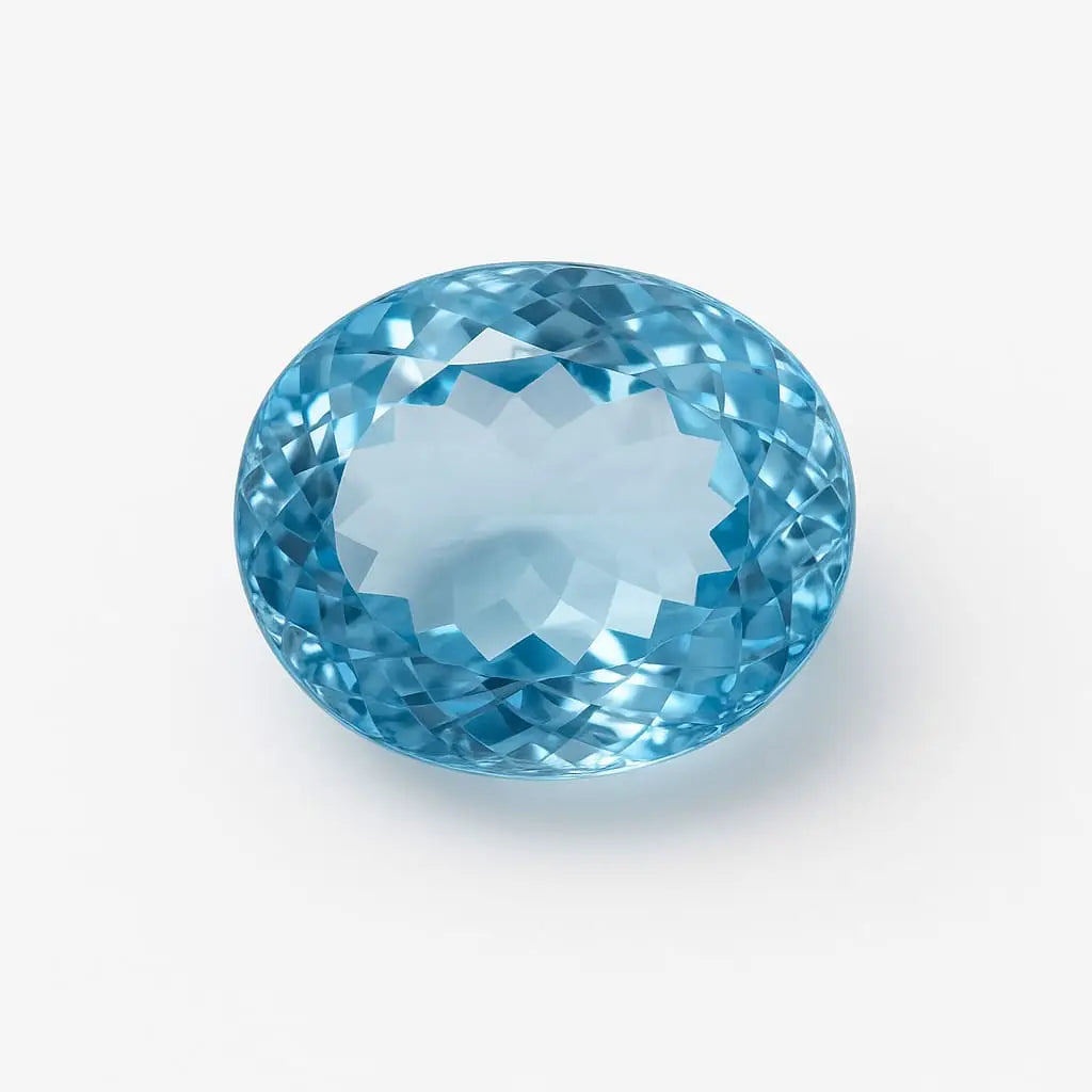 Exceptional natural blue topaz, 17.92 carats. Size: 16.77 x 13.76 x 9.49 mm. Perfect for collections, jewelry, and displays.