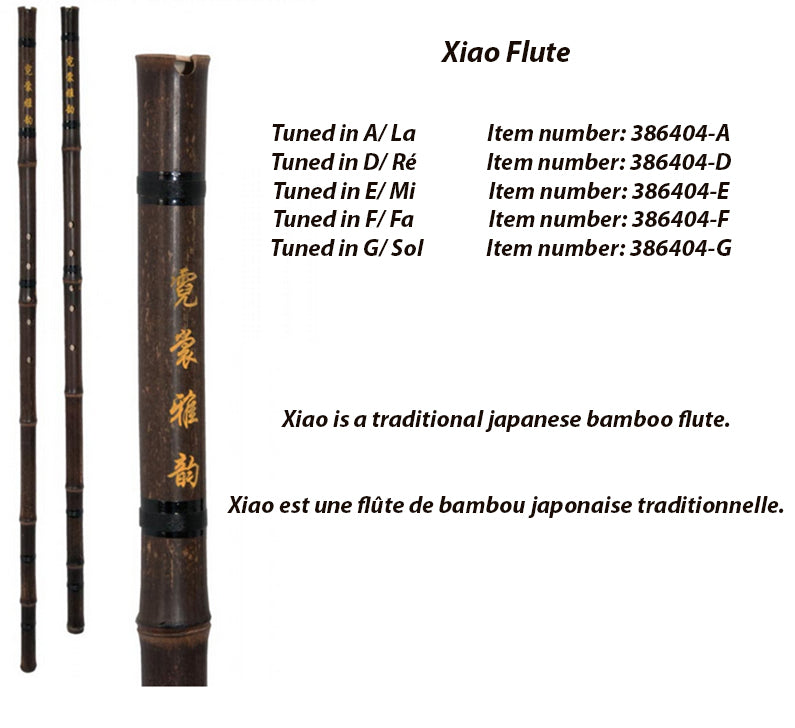 Xiao en bambou, flûte chinoise crantée. A servi de modèle au Shakuhachi japonais. 5 accordages au choix. Leur son est très doux, profond et réservé, parfait pour la Méditation !