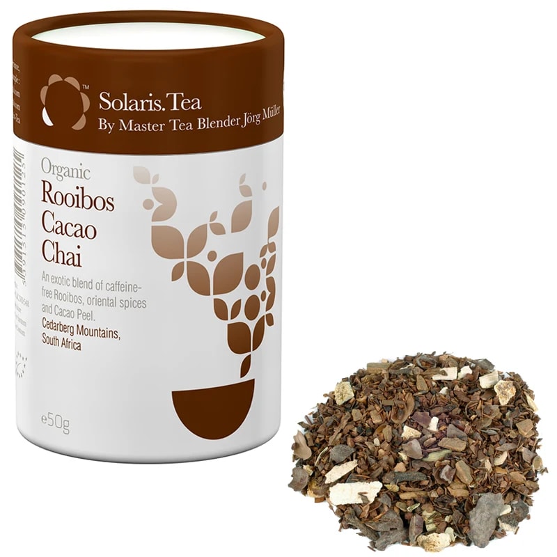 Organic and Vegan green tea, white tea, and herbal tea from Solaris, hand-prepared in Ireland, 6 flavors to choose from, 100-gram box, 75/150 cups (when re-infused). Very good quality!