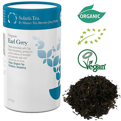 Organic and Vegan green tea, white tea, and herbal tea from Solaris, hand-prepared in Ireland, 6 flavors to choose from, 100-gram box, 75/150 cups (when re-infused). Very good quality!