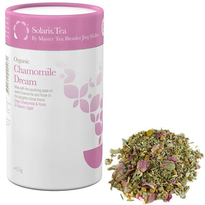 Organic and Vegan green tea, white tea, and herbal tea from Solaris, hand-prepared in Ireland, 6 flavors to choose from, 100-gram box, 75/150 cups (when re-infused). Very good quality!