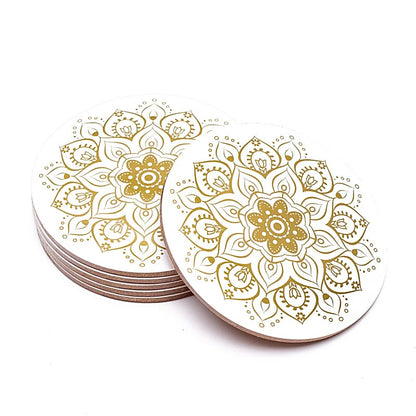Sélection de dessous de verres, ensemble de 6 pièces avec de jolis motifs : Bouddha, éléphant, fleur de vie, mandala... 9 modèles aux choix, parfait !