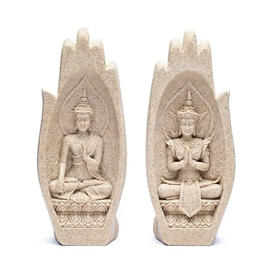 Sand statuette of Buddha in Mudra hand, 21 centimeters tall - 1070 grams. Perfect for an altar, collection, exhibition...!