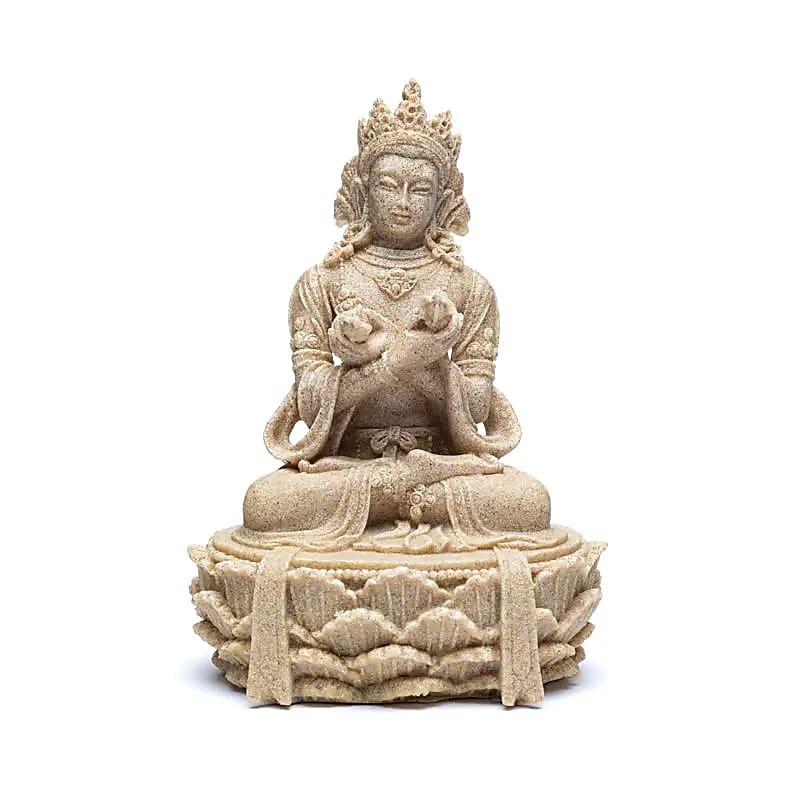 Statue de Tara en 'sable', la divinté porte une Dorje (Vajra) et une cloche. 17 centimètres de hauteur - 390 grammes !