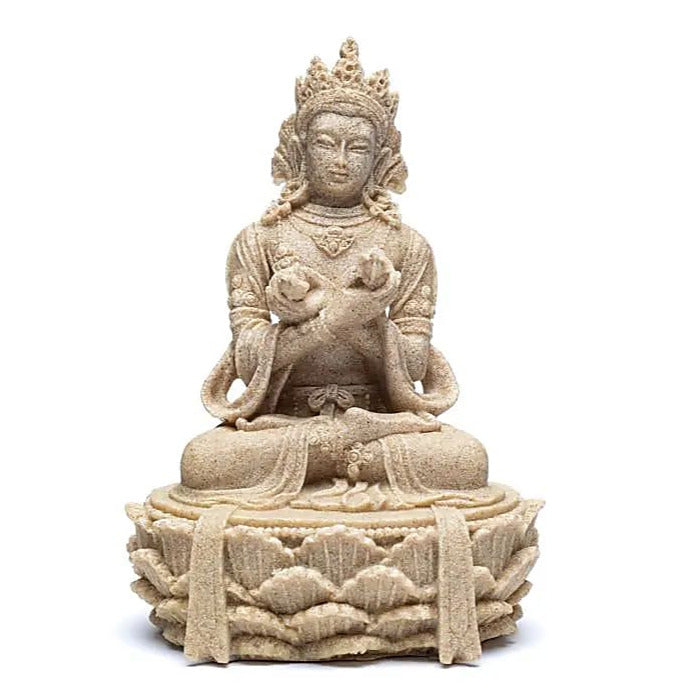 Statue de Tara en 'sable', la divinté porte une Dorje (Vajra) et une cloche. 17 centimètres de hauteur - 390 grammes !
