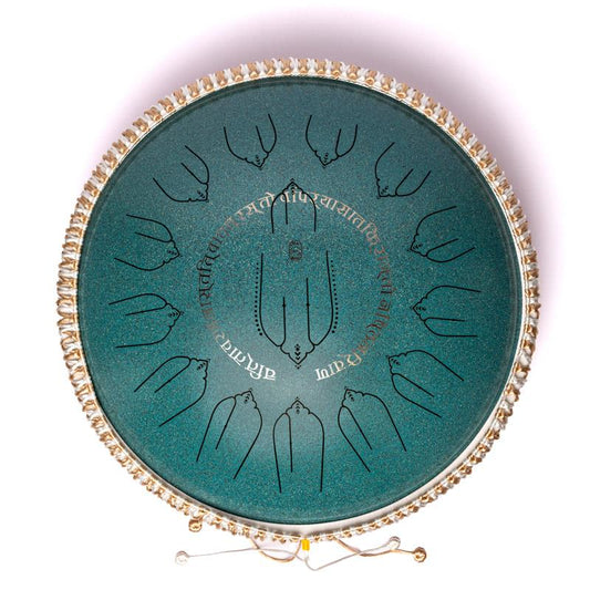 Handpan/ Tongue drum (tambour mélodique) avec prise pour câble d'amplification. 15 languettes/ 15 notes en DO majeur/ C major. 40 cm - 3 635 gr. Fabriqué en acier de haute qualité !