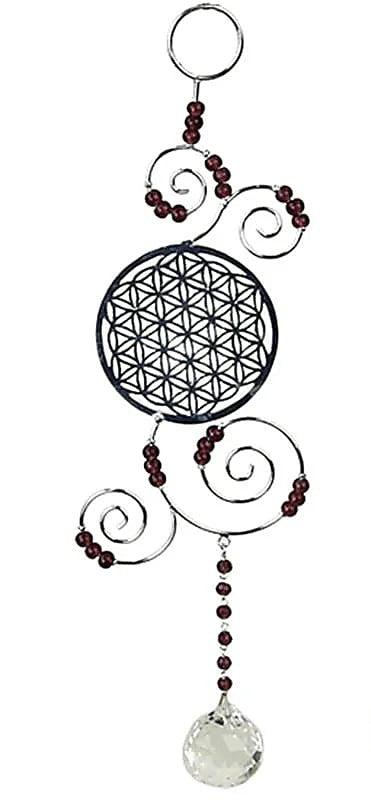 Guirlande 'Fleur de Vie ' avec sphère en cristal Feng Shui  ! 20 centimètres de longueur - 79 grammes. Simple, élégant et efficasse ! vendu en coffret !