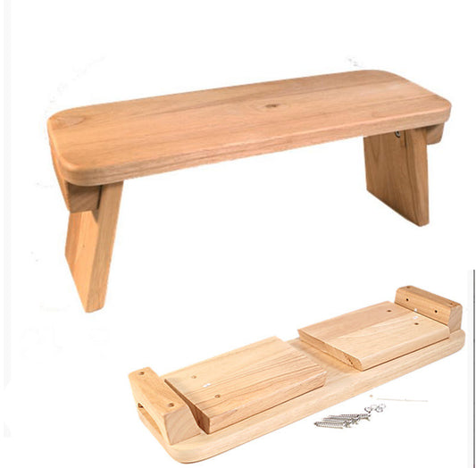 Wooden meditation bench (Pine), elegant folding model measuring 48 x 17 centimetres in height, perfect for travel and transport!