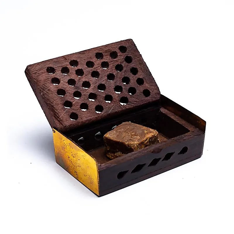 Encens naturel véritable avec boîte de diffusion en bois, parfums au choix : Nag Champa Ambre, Ambre, Vanille, Myrrhe ! Vente à l'unité ou par lot de 3 !