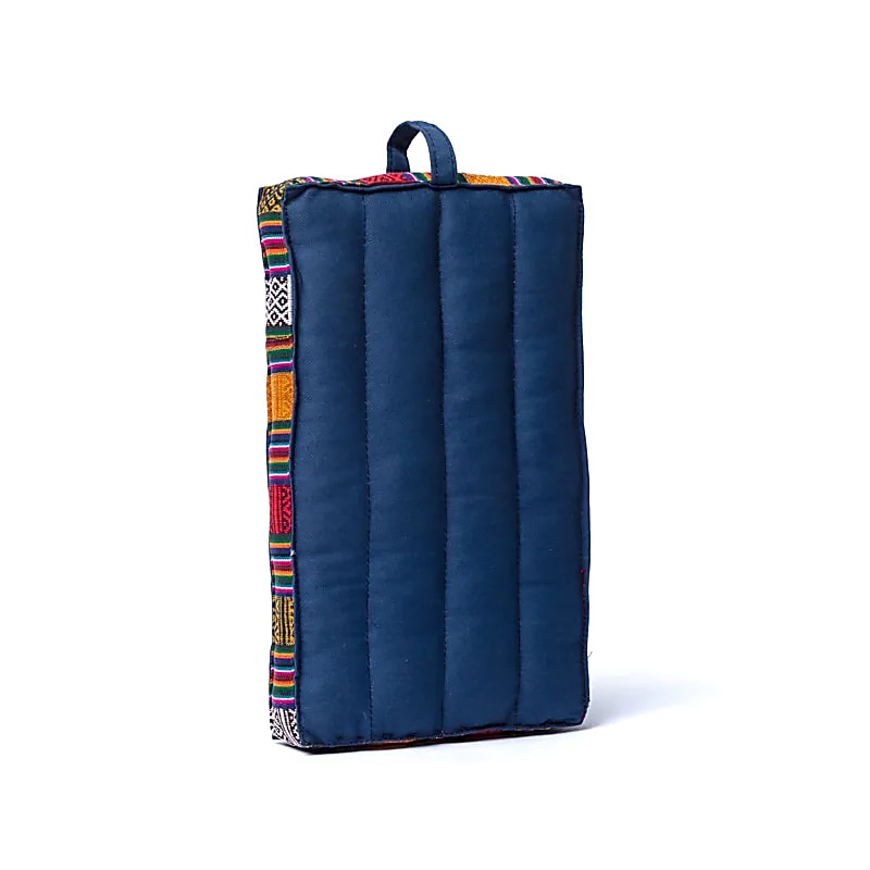Meditation cushion, convenient travel size. Made with love and care, this meditation cushion is not only very comfortable, but also a commitment to sustainability. 32x17.5x3.5 centimeters / 465 grams.