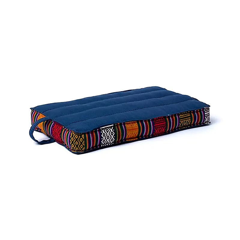 Meditation cushion, convenient travel size. Made with love and care, this meditation cushion is not only very comfortable, but also a commitment to sustainability. 32x17.5x3.5 centimeters / 465 grams.
