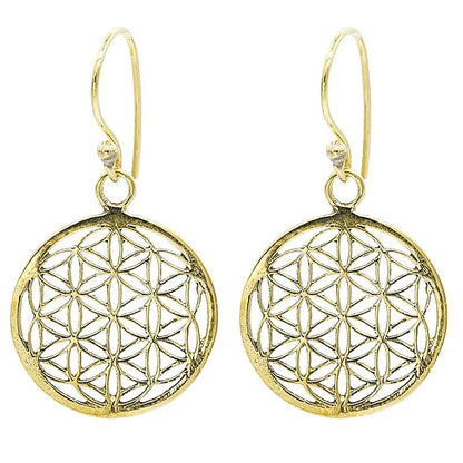 Boucles d'oreilles en forme de fleur de vie, 25 millimètres de diamètre, finition laiton argenté ou doré, parfait !