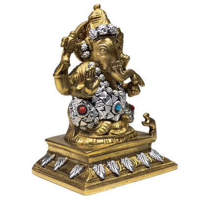 Sélection de Ganesh en métal (laiton), de 5 à 20 centimètres de haut. 2 Modèles avec de vraies pierres sertis. Parfait dans une salle de Méditation, Autel, Collection, Exposition...!