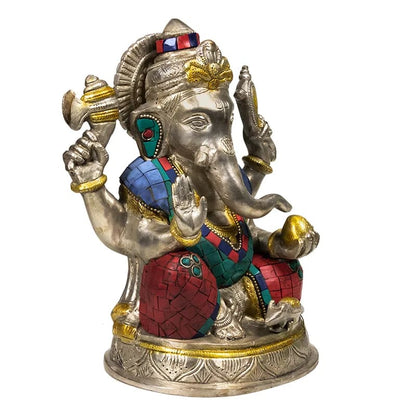 Sélection de Ganesh en métal (laiton), de 5 à 20 centimètres de haut. 2 Modèles avec de vraies pierres sertis. Parfait dans une salle de Méditation, Autel, Collection, Exposition...!