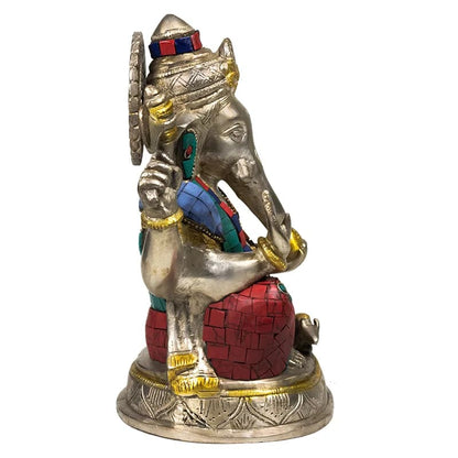 Sélection de Ganesh en métal (laiton), de 5 à 20 centimètres de haut. 2 Modèles avec de vraies pierres sertis. Parfait dans une salle de Méditation, Autel, Collection, Exposition...!