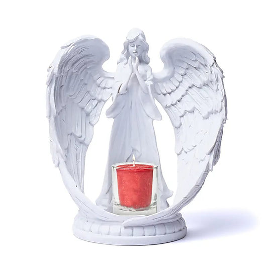 XL Angel Candle Holder, 21.5x9x11.5 cm - 155 grams - Suitable for tea lights and candles up to 6cm! Made of polyresin
