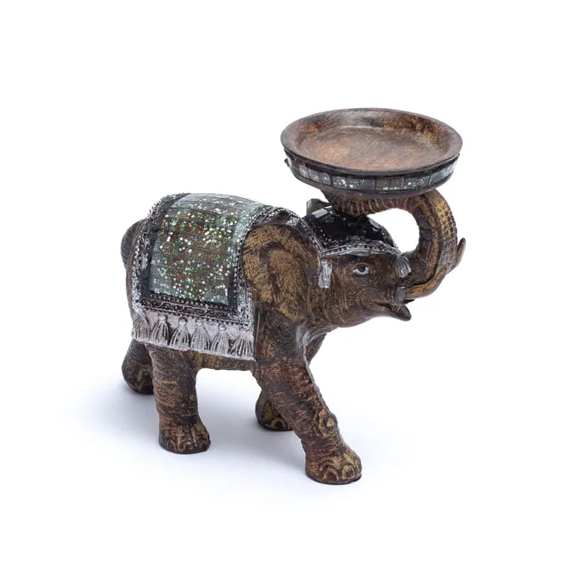 Statuette/ Bougeoir d'éléphant de 14x6x7 centimètres. Fait au Népal, parfait dans une salle de Méditation, Autel, Collection, Exposition...!