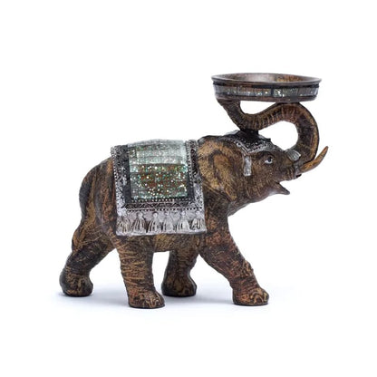 Statuette/ Bougeoir d'éléphant de 14x6x7 centimètres. Fait au Népal, parfait dans une salle de Méditation, Autel, Collection, Exposition...!