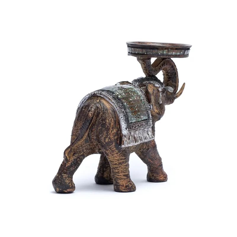 Statuette/ Bougeoir d'éléphant de 14x6x7 centimètres. Fait au Népal, parfait dans une salle de Méditation, Autel, Collection, Exposition...!