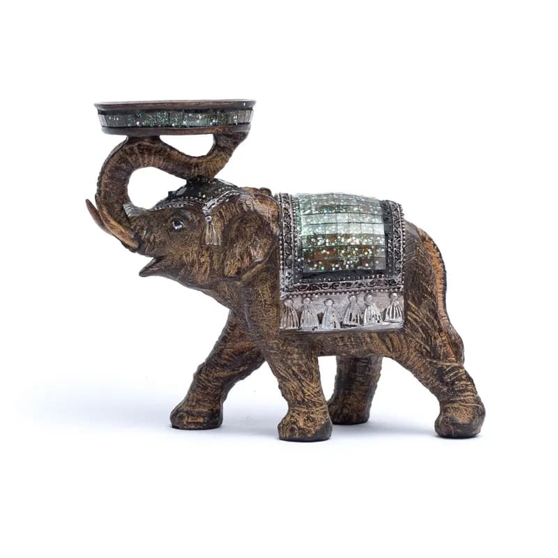 Statuette/ Bougeoir d'éléphant de 14x6x7 centimètres. Fait au Népal, parfait dans une salle de Méditation, Autel, Collection, Exposition...!