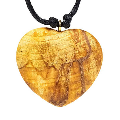 Palo Santo, pendentif en forme de coeur de 3,5 centimètres sur cordon ciré, taille ajustable (Longueur min / max 38 -70cm). Bois de source responsable. Fabriqué à la main, dans le souci du bien-être des artisans et de la nature.