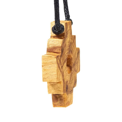 Palo Santo, pendentif de la croix Inca Chakana de 'type Shaman' de 4cm, sur cordon de longueur (min / max): 38 -70cm. De source responsable, fabriqué à la main, dans le souci du bien-être des artisans et de la nature.
