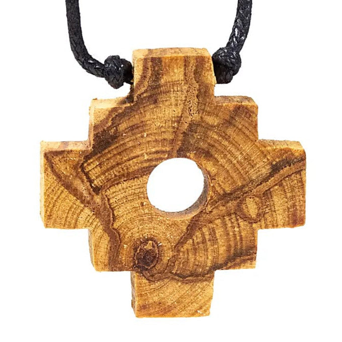 Palo Santo, pendentif de la croix Inca Chakana de 'type Shaman' de 4cm, sur cordon de longueur (min / max): 38 -70cm. De source responsable, fabriqué à la main, dans le souci du bien-être des artisans et de la nature.