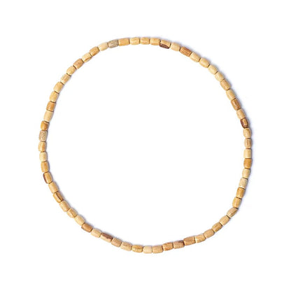 Palo santo (bois), perles de 6 x 8 mm, en bracelet de 17 à 21cm ou collier de 24cm. Finition naturelle et odorante car le palo santo est un encens puissant !