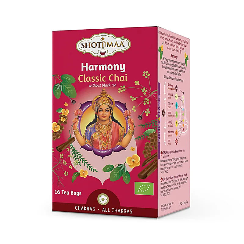 Organic infusion and tea from 'Shoti Maa', Ayurvedic tea with spices. 7 flavors to choose from, 32 grams / 16 tea bags per box. Proven quality! 