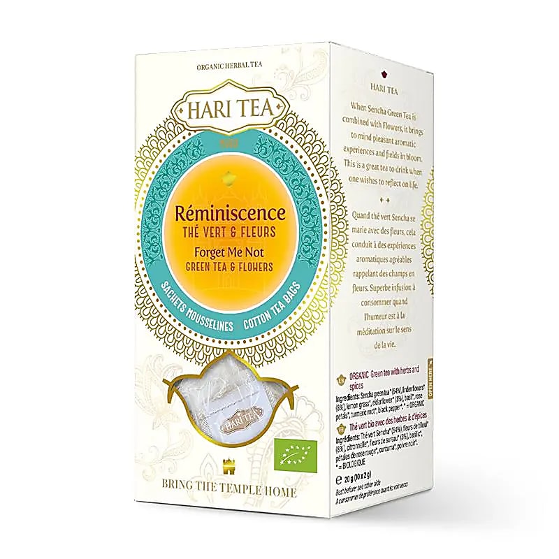 Infusion et Thé Bio. de chez 'Hari Tea', mélangé conformément à l'Ayurveda, boîte de 10 sachets ! 12 parfums au choix !
