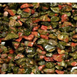 Jaspe unakite, bracelet de 17 à 21 cm, collier de 42 cm et sautoir de 85 cm. Perle de type 'baroque/ chips' de formes naturelles montées sur fil élastique ou fil d'acier de haute résistance !