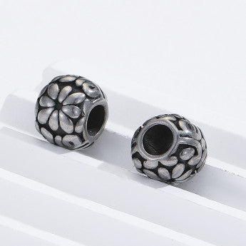 Sélection de perles avec gravures et formes diverses en acier inoxydable de 'haute qualité' pour la création de bracelets, colliers, Mala... De 8 à 20 millimètres - 23 Modèles au choix vendu à l'unité ou par 5 pièces !