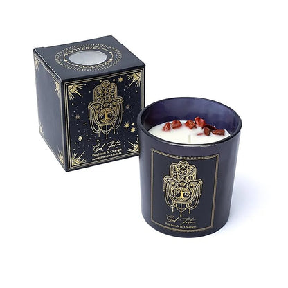 Bougies 'd'intentions' aux huiles essentielles et avec *** pierres précieuses *** de chez 'Song of India'. 20 ou 80H de combustion ! Lorsque la bougie brûle, les pierres précieuses coulent avec la cire, une fois terminée, vous conserver les pierres !