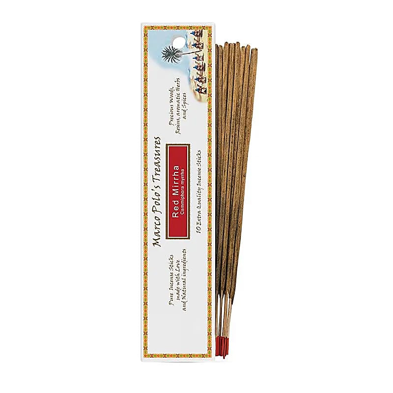 'Marco Polo's Treasures' Incense by 'Fiore d'Oriente' 100% natural, 18 fragrances to choose from! 10 sticks of 23 cm per box. Burn time 60 to 80 minutes. A centuries-old experience, perfect quality!