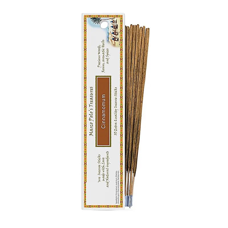 'Marco Polo's Treasures' Incense by 'Fiore d'Oriente' 100% natural, 18 fragrances to choose from! 10 sticks of 23 cm per box. Burn time 60 to 80 minutes. A centuries-old experience, perfect quality!