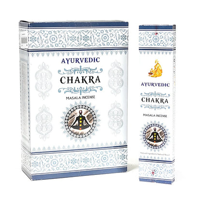 Ayurvedic incense from 'Masala Incense', 12 fragrances to choose from. 100% natural, hand-rolled without toxic materials. The box contains 12 packs of 15 incense sticks per pack. Burn time: ± 60 minutes per stick. Sold individually or in packs of 12!