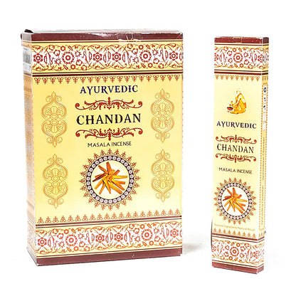 Ayurvedic incense from 'Masala Incense', 12 fragrances to choose from. 100% natural, hand-rolled without toxic materials. The box contains 12 packs of 15 incense sticks per pack. Burn time: ± 60 minutes per stick. Sold individually or in packs of 12!