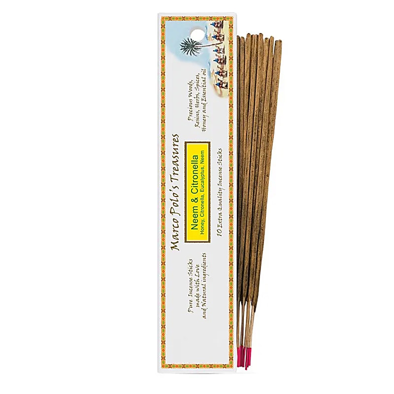 'Marco Polo's Treasures' Incense by 'Fiore d'Oriente' 100% natural, 18 fragrances to choose from! 10 sticks of 23 cm per box. Burn time 60 to 80 minutes. A centuries-old experience, perfect quality!