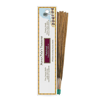 'Marco Polo's Treasures' Incense by 'Fiore d'Oriente' 100% natural, 18 fragrances to choose from! 10 sticks of 23 cm per box. Burn time 60 to 80 minutes. A centuries-old experience, perfect quality!